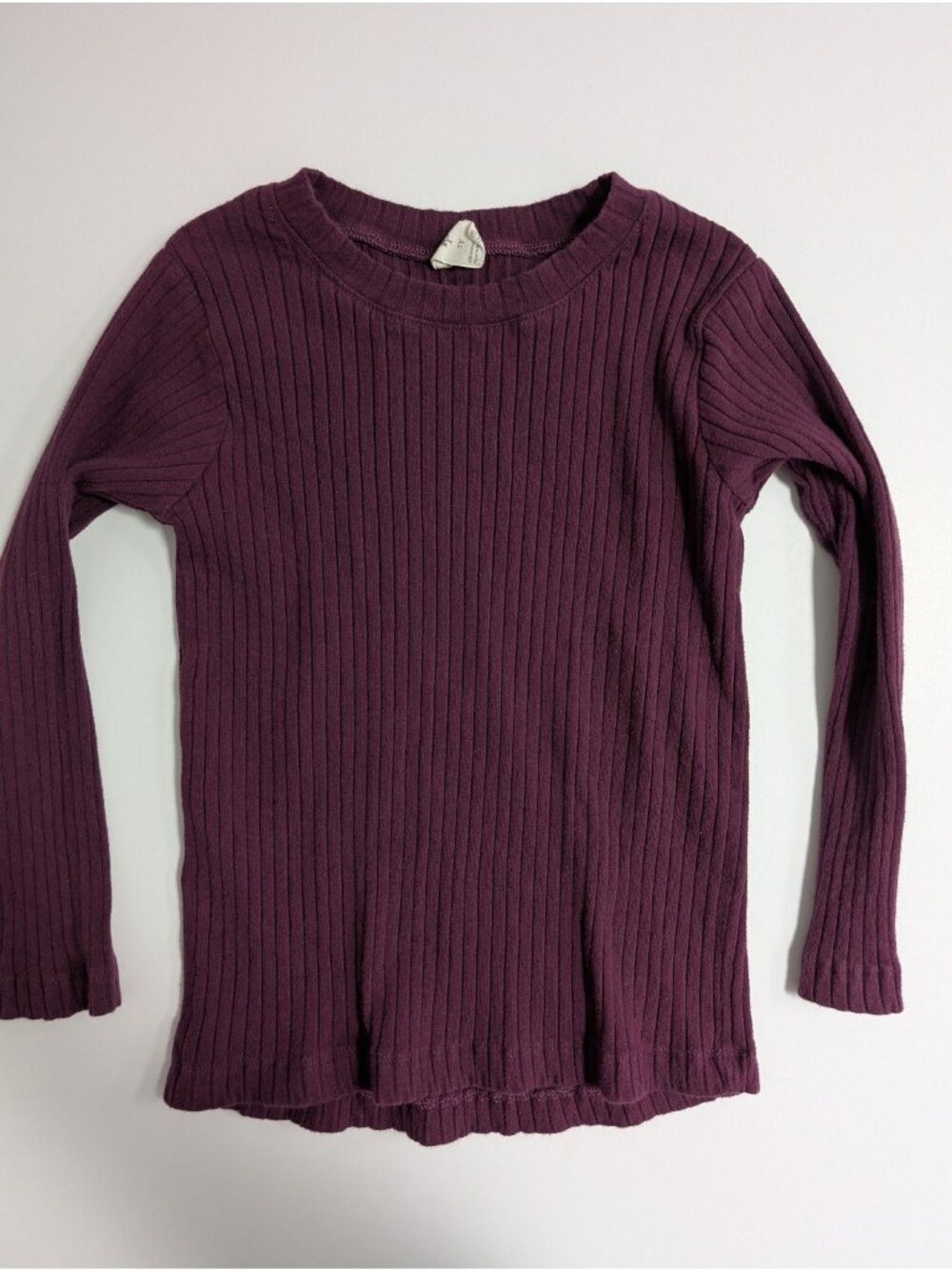 Kate Quinn Organic Cotton Wide Rib Long Sleeve shirt 5Y Tee Purple Fig